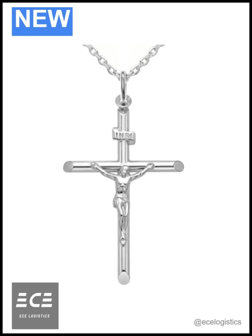 925 Sterling Silver Crucifix Cross Pendant Necklace 20" Chain Gift Box